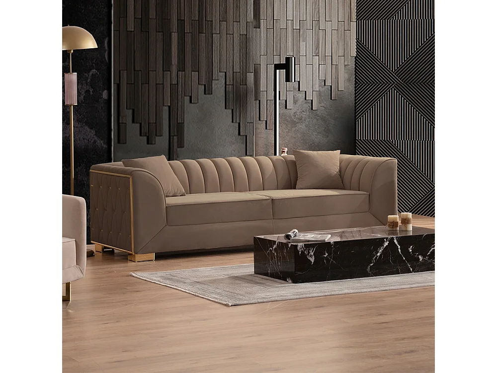 Divano 2 posti in velluto marrone Vera Babyface06 170x95x80H