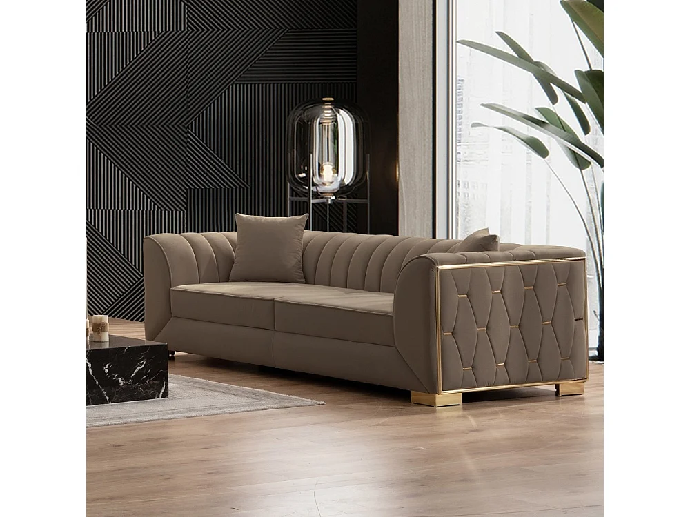 Divano 2 posti in velluto marrone Vera Babyface06 170x95x80H