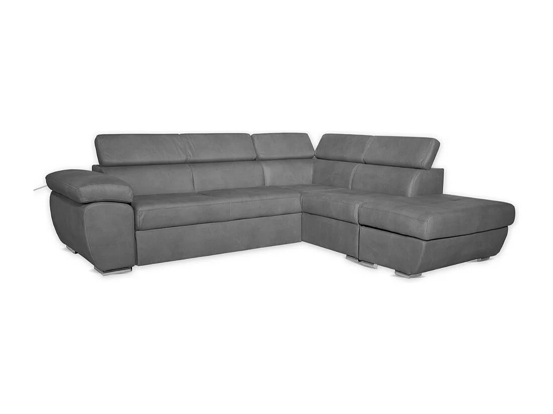 Divano angolare Fiona con penisola destra tessuto grigio barrel90