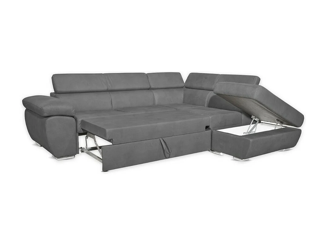 Divano angolare Fiona con penisola destra tessuto grigio barrel90