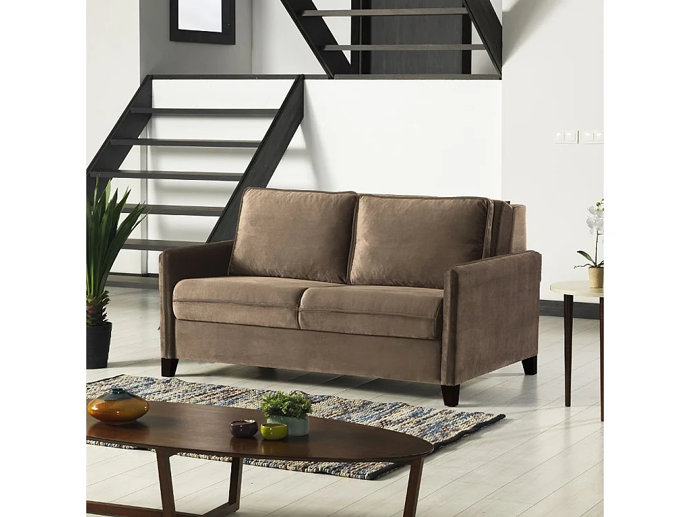 Divano letto Alcona 2 posti cappuccino con contenitore 164x112x90H