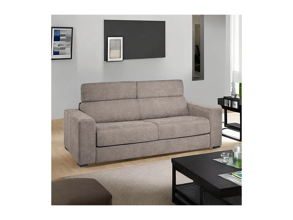 Divano letto 3 posti Crien tessuto Roma10 taupè 205x97x83H