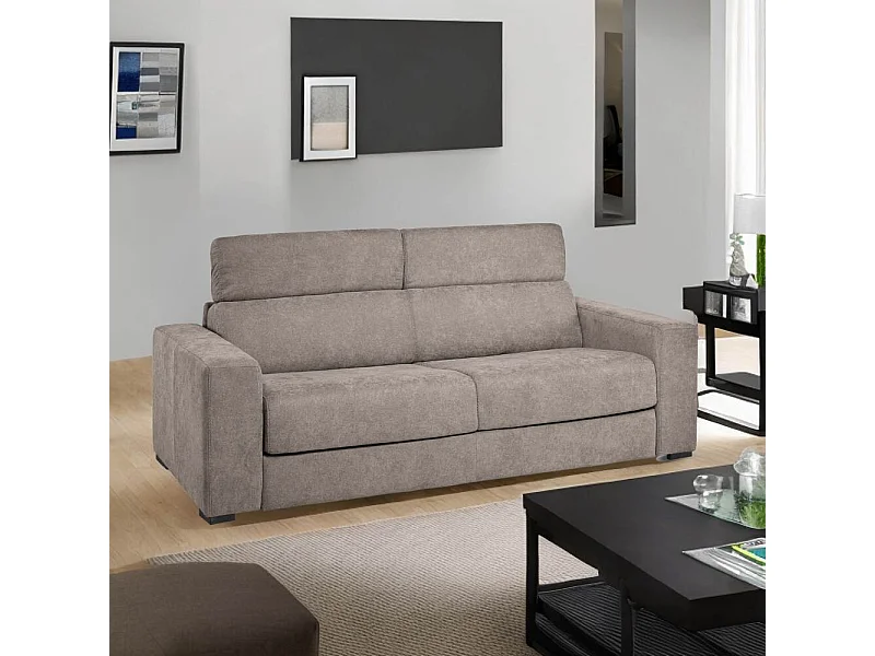Divano letto 3 posti Crien tessuto Roma10 taupè 205x97x83H