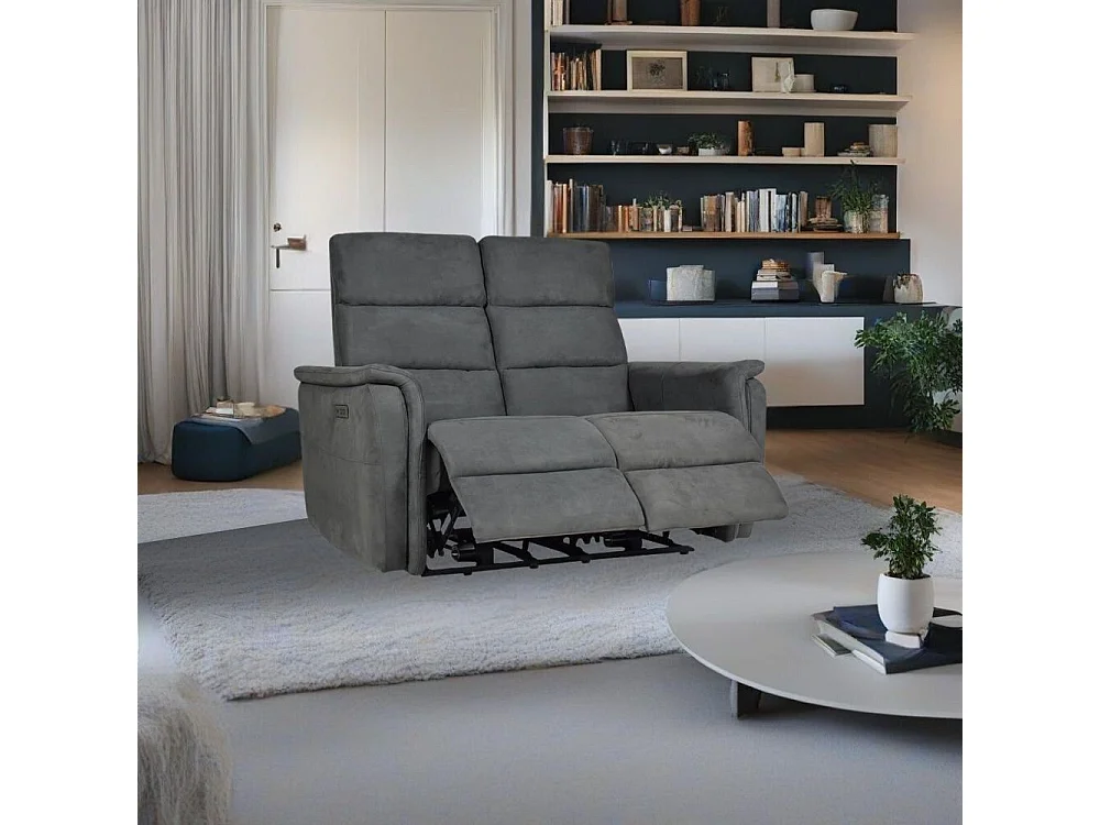 Divano recliner elettrici 2 posti grigio Faber 140x77x105h
