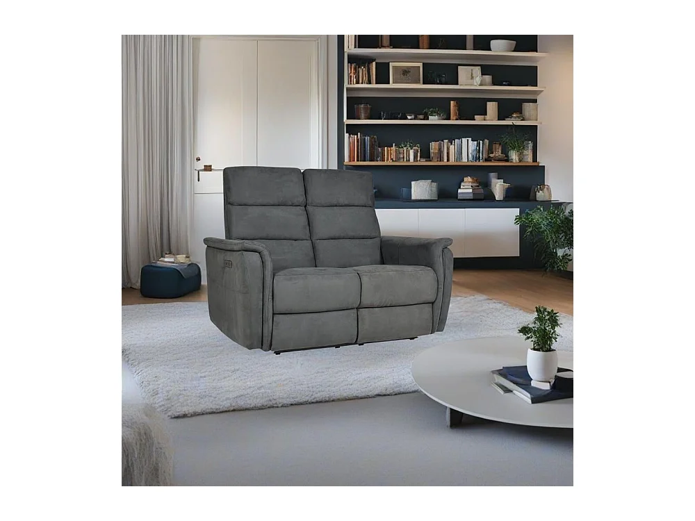 Divano recliner elettrici 2 posti grigio Faber 140x77x105h
