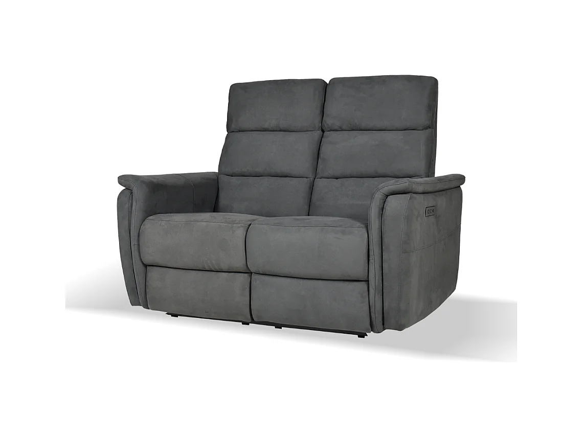 Divano recliner elettrici 2 posti grigio Faber 140x77x105h