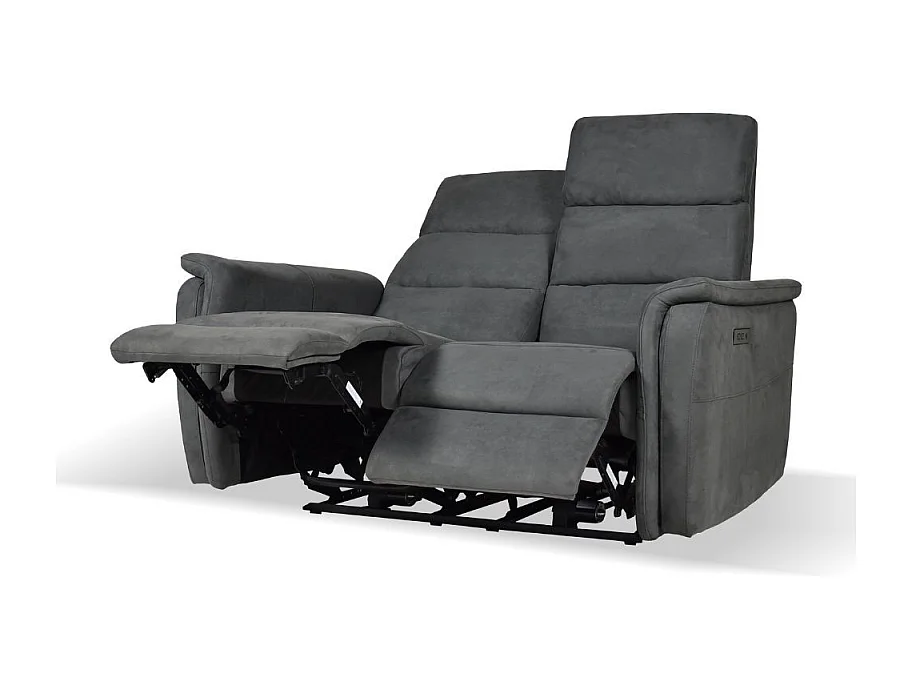 Divano recliner elettrici 2 posti grigio Faber 140x77x105h