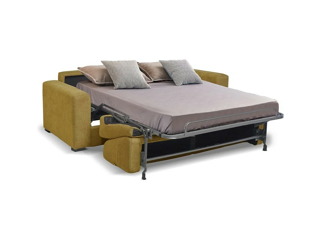 Divano letto 3 posti Kriog tessuto Barrel48 senape 197x96x90h