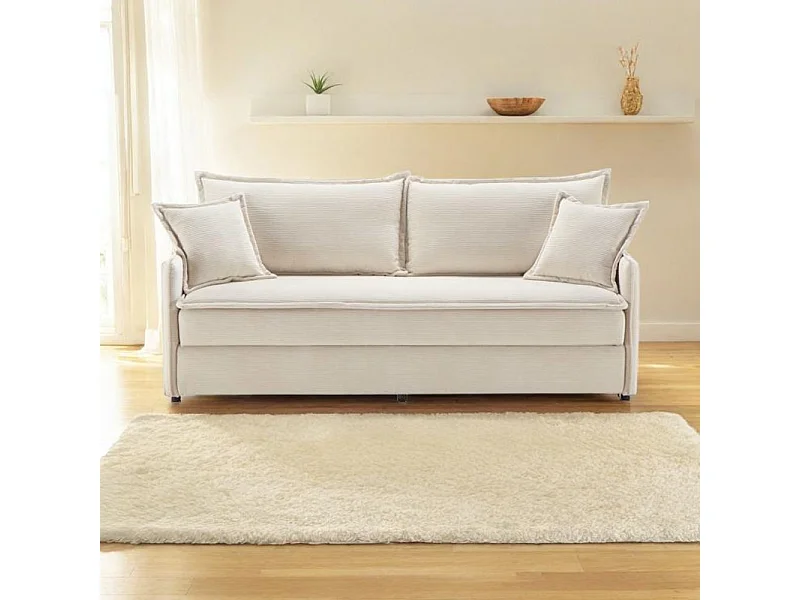 Divano Letto Ghide colore panna 217x86x95H:Comfort e Funzionalità