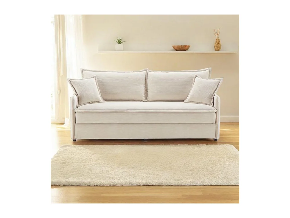 Divano Letto Ghide colore panna 217x86x95H:Comfort e Funzionalità