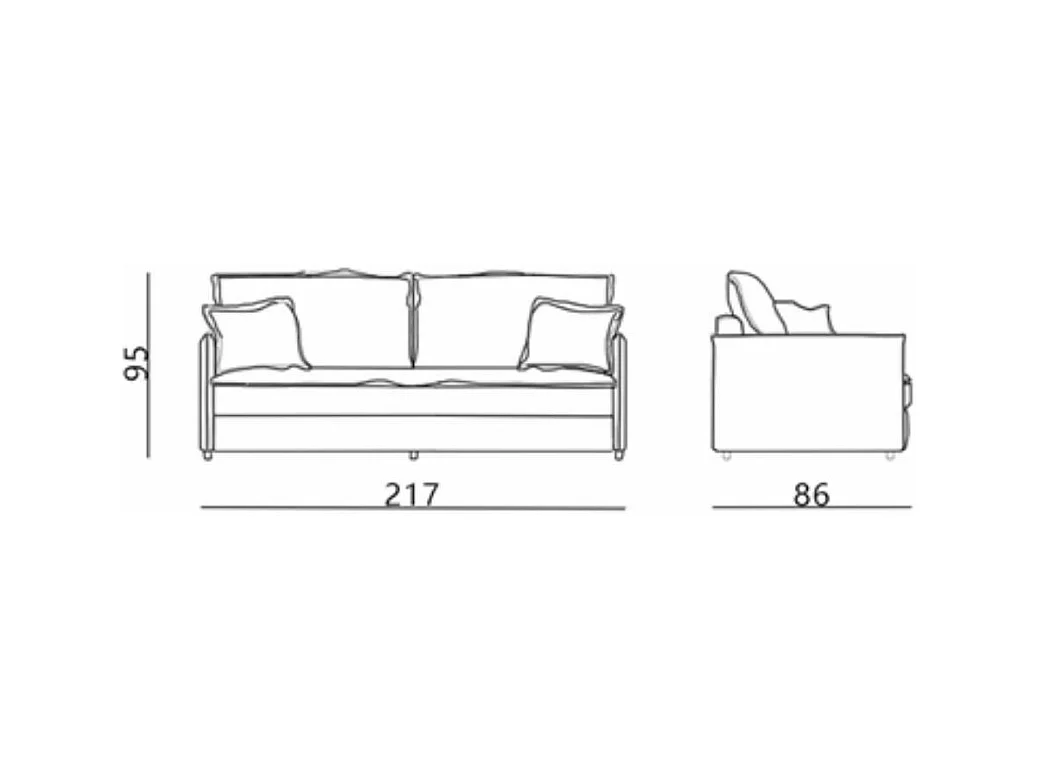 Divano Letto Ghide colore panna 217x86x95H:Comfort e Funzionalità