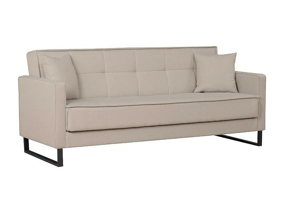 Divano funzione letto e contenitore Legen 3 Posti in vellutino tortora 210x85x87H