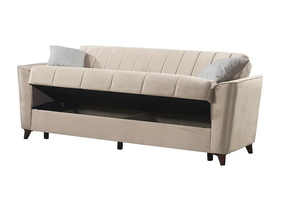 Divano letto Duca 3 posti crema con contenitore e funzione letto 223x86x89H