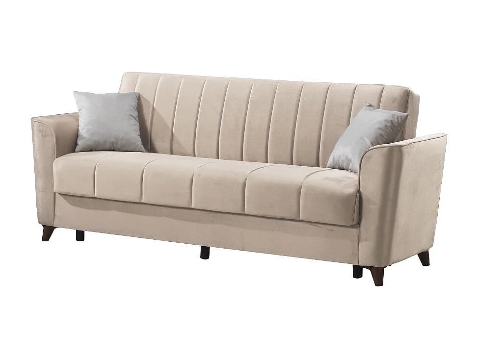 Divano letto Duca 3 posti crema con contenitore e funzione letto 223x86x89H