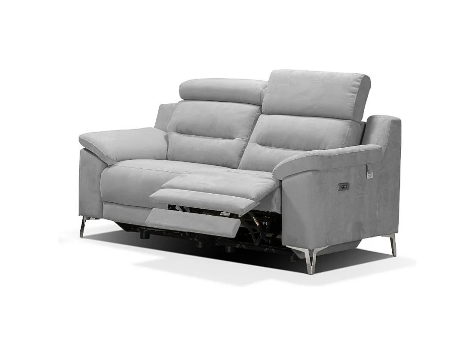 Divano Egeo 2 Posti con 2 Recliner Elettrici in Tessuto Grigio 174x97x96 – Comfort e Design Moderno