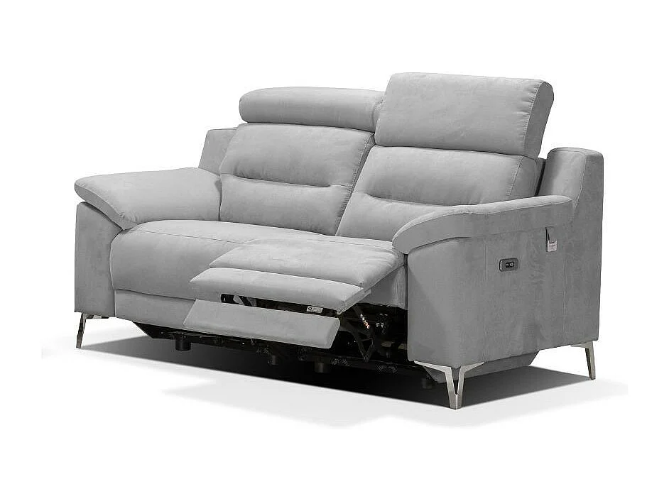 Divano Egeo 2 Posti con 2 Recliner Elettrici in Tessuto Grigio 174x97x96 – Comfort e Design Moderno