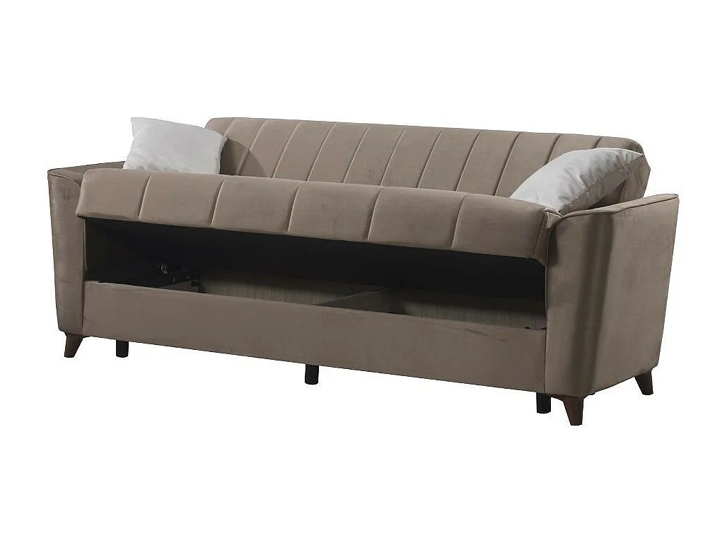 Divano letto Duca 3 posti marrone con contenitore e funzione letto 223x86x89H