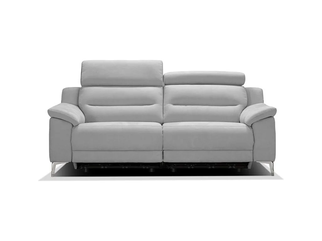 Divano Egeo 3 Posti con 2 Recliner Elettrici in Tessuto Grigio 214x97x96 – Comfort e Design Moderno