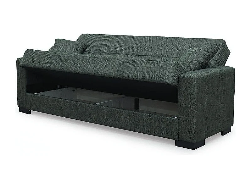 Divano 3 posti funzione letto contenitore NewMalpensa in tessuto verde oliva 225x88x94h