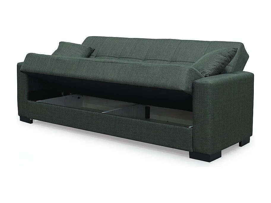 Divano 3 posti funzione letto contenitore NewMalpensa in tessuto verde oliva 225x88x94h