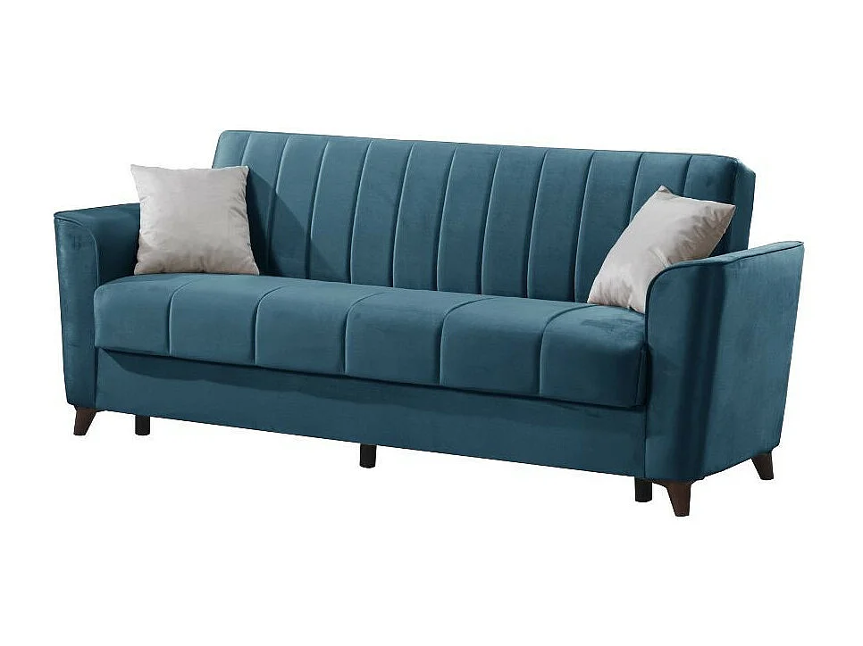 Divano letto Duca 3 posti blu con contenitore e funzione letto 223x86x89H