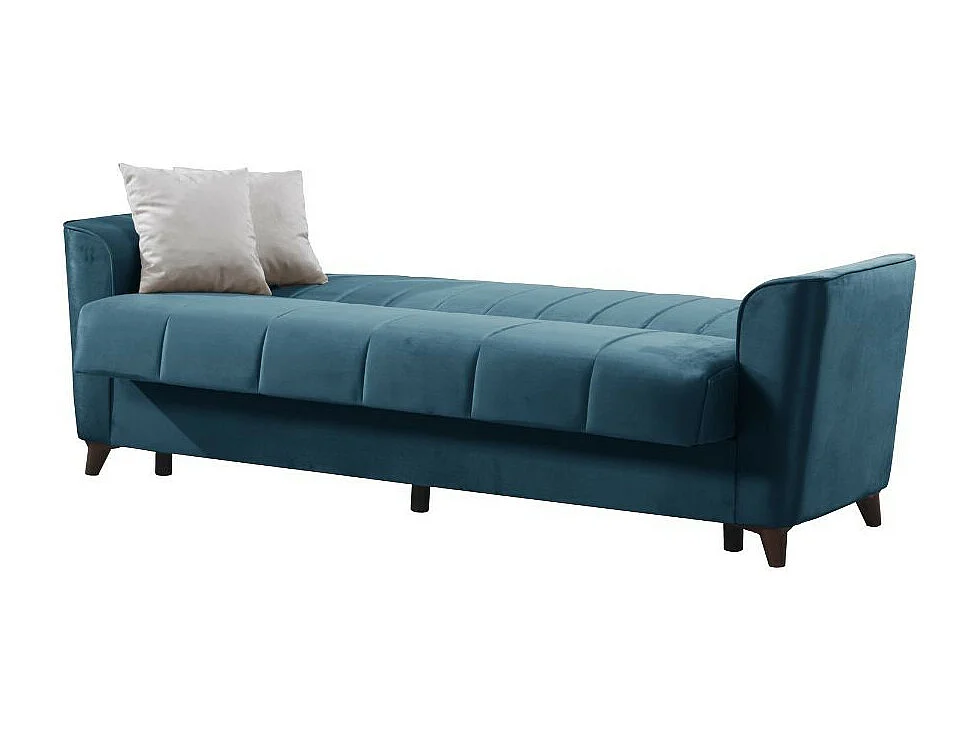 Divano letto Duca 3 posti blu con contenitore e funzione letto 223x86x89H