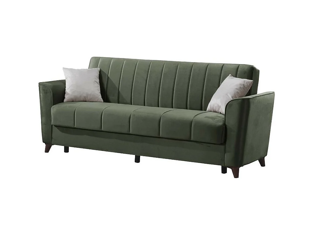 Divano letto Duca 3 posti verde con contenitore e funzione letto 223x86x89H