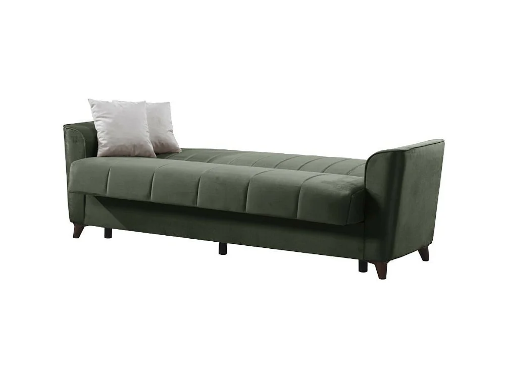 Divano letto Duca 3 posti verde con contenitore e funzione letto 223x86x89H