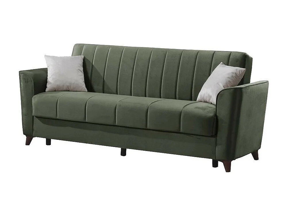 Divano letto Duca 3 posti verde con contenitore e funzione letto 223x86x89H
