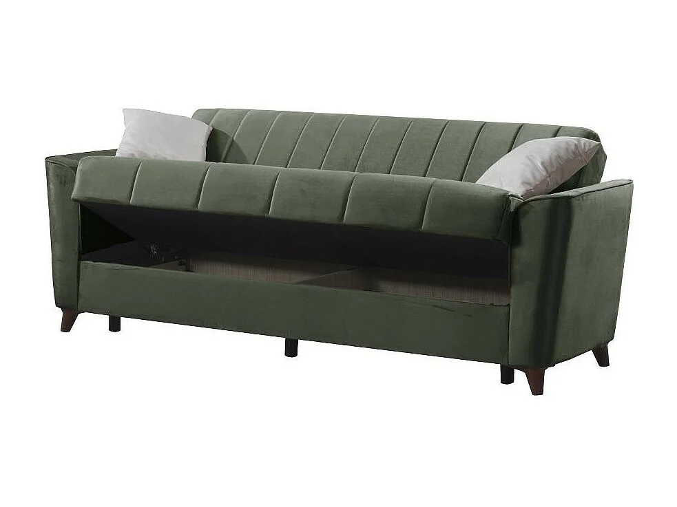 Divano letto Duca 3 posti verde con contenitore e funzione letto 223x86x89H