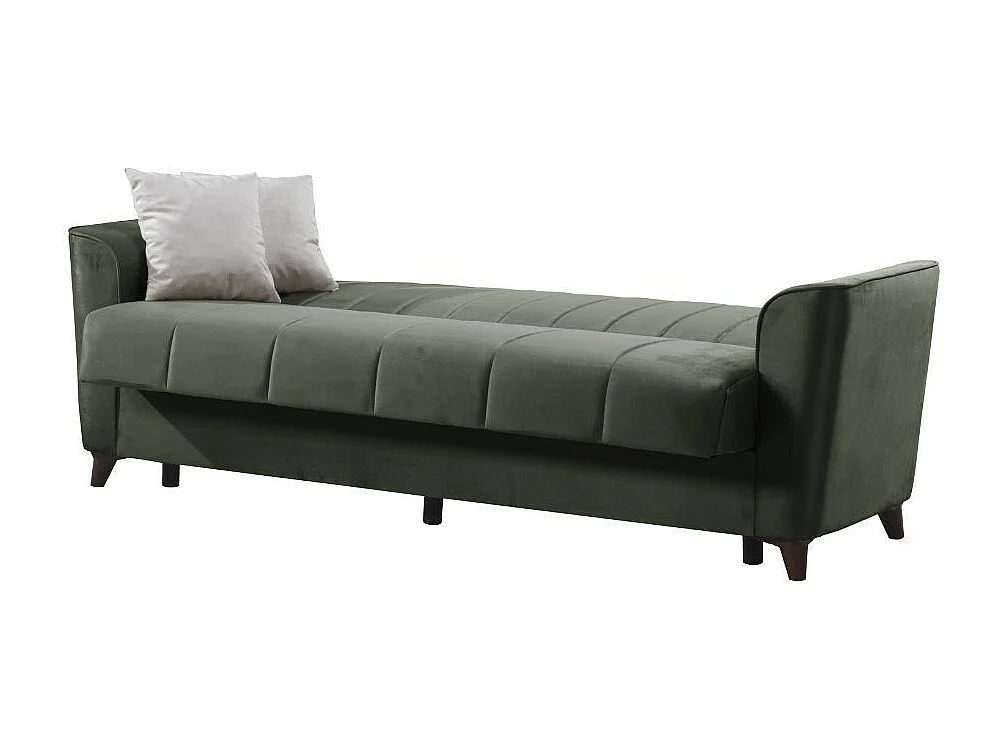 Divano letto Duca 3 posti verde con contenitore e funzione letto 223x86x89H