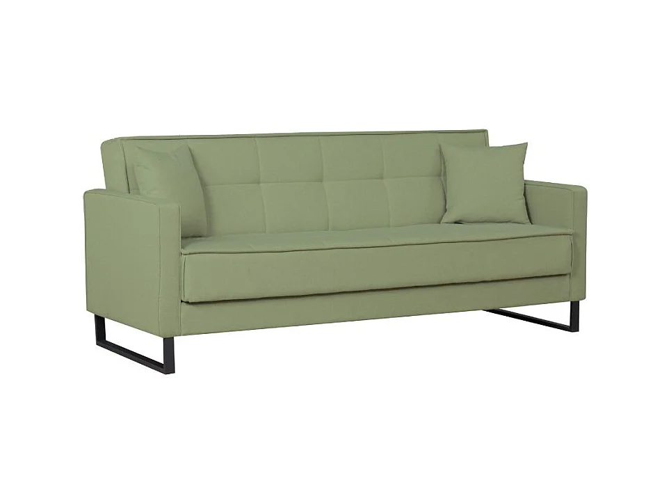 Divano funzione letto e contenitore Legen 3 Posti in vellutino verde oliva 210x85x87H