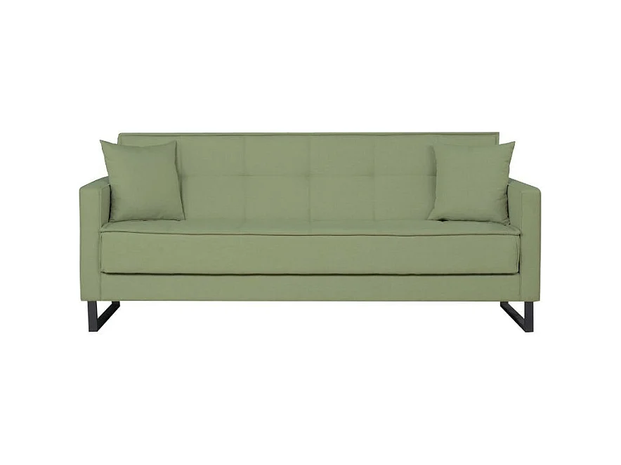 Divano funzione letto e contenitore Legen 3 Posti in vellutino verde oliva 210x85x87H