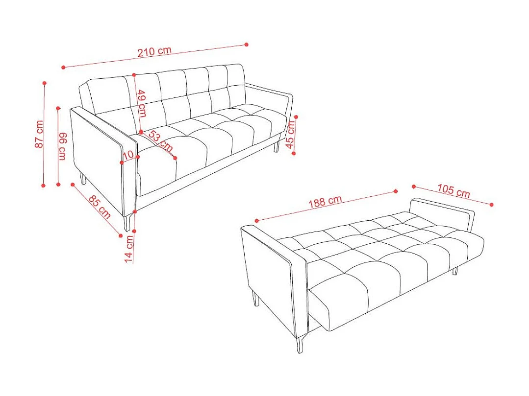 Divano funzione letto e contenitore Legen 3 Posti in vellutino verde oliva 210x85x87H