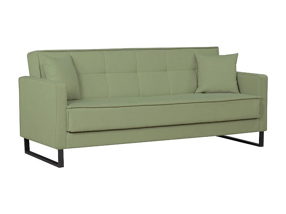 Divano funzione letto e contenitore Legen 3 Posti in vellutino verde oliva 210x85x87H