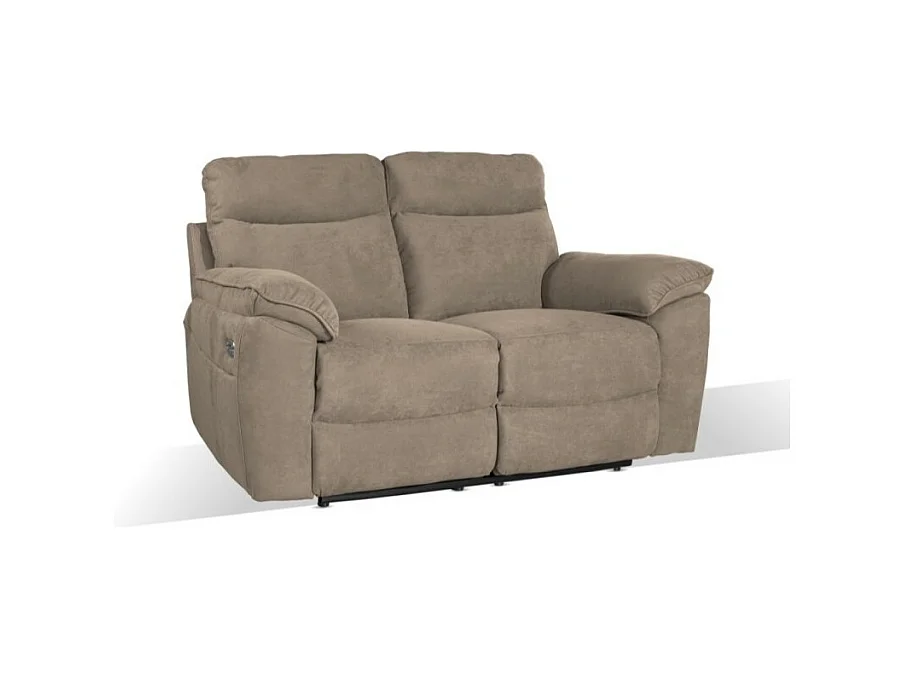 Divano 2 posti recliner elettrico tessuto cappuccino Boston 160x100x102H