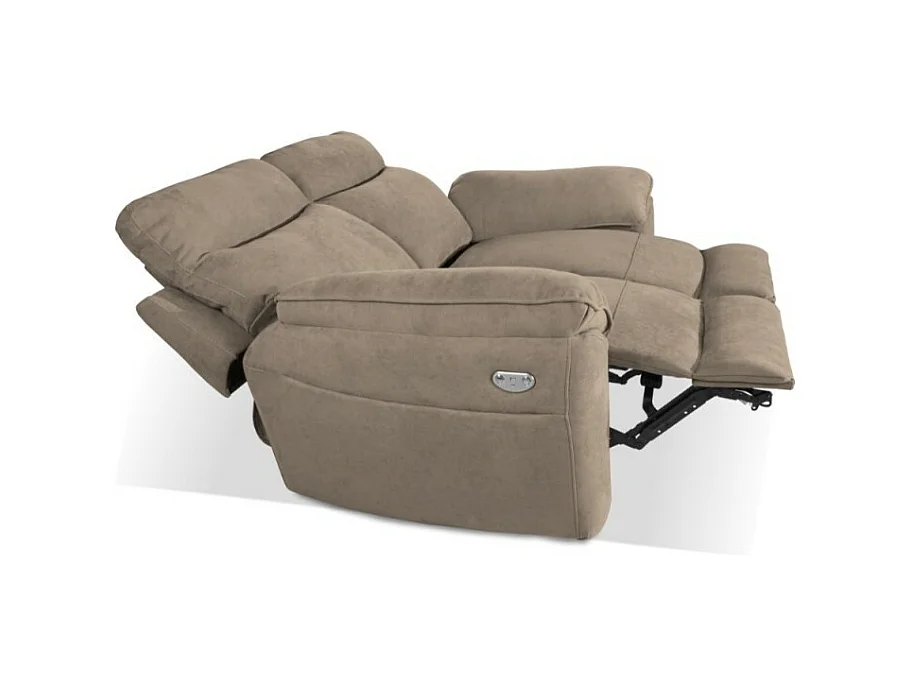 Divano 2 posti recliner elettrico tessuto cappuccino Boston 160x100x102H