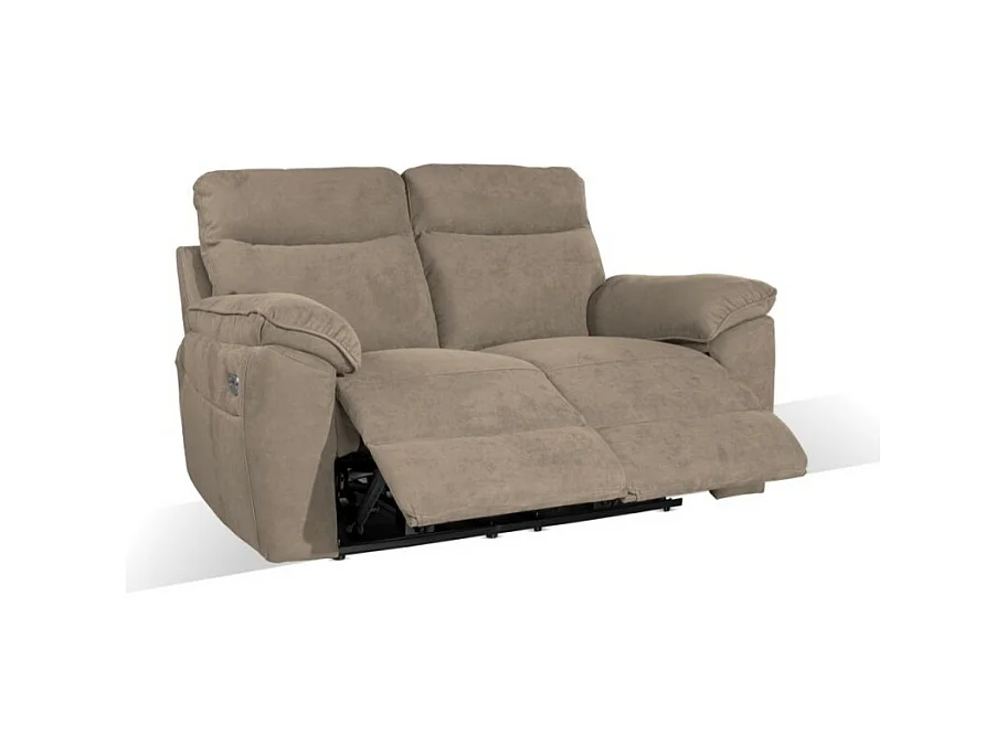 Divano 2 posti recliner elettrico tessuto cappuccino Boston 160x100x102H