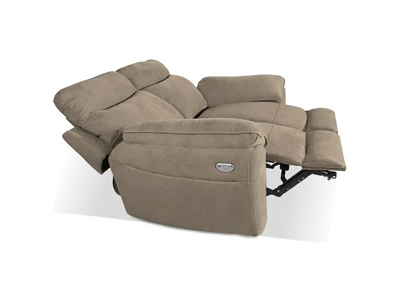 Divano 2 posti recliner elettrico tessuto cappuccino Boston 160x100x102H