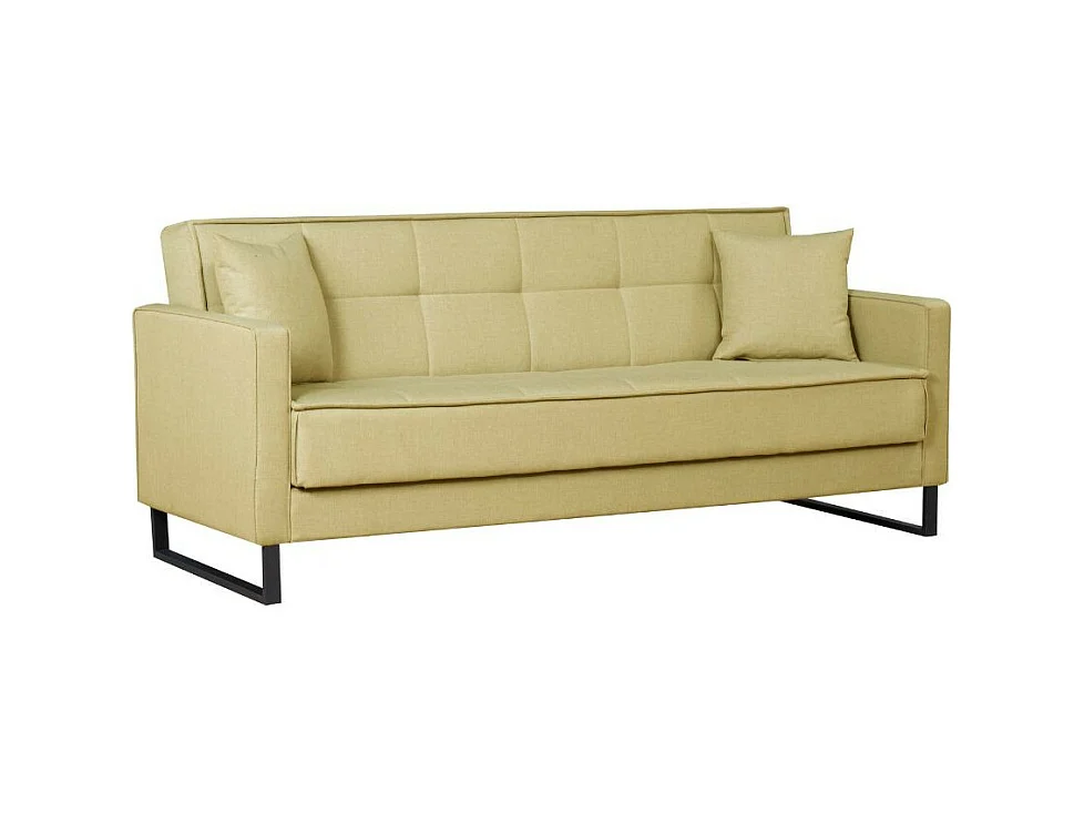 Divano funzione letto e contenitore Legen 3 Posti in vellutino Senape 210x85x87H