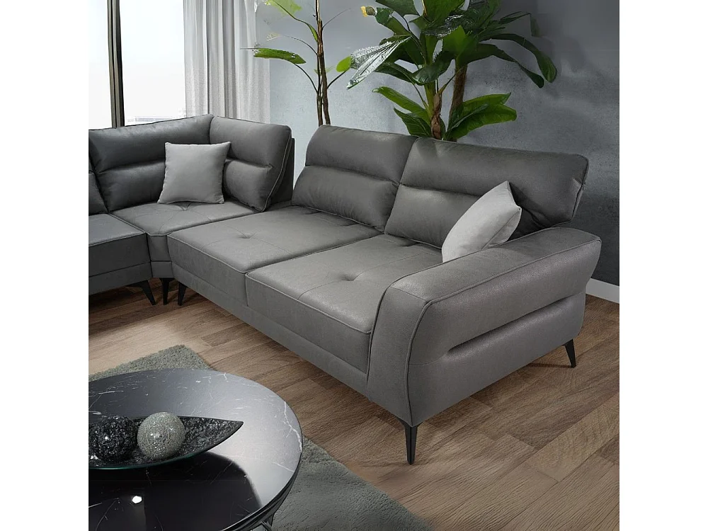 Divano angolare Sigmar tessuto grigio Prada6 con seduta traslante 300x250x100H