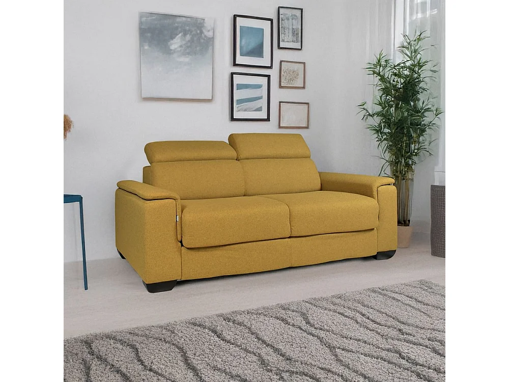 Divano letto colore senape Mercurio 3 posti 210x94x90H