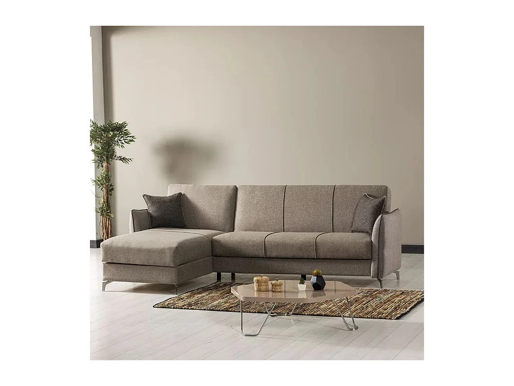 Divano con penisola reversibile Fellis colore grigio chiaro