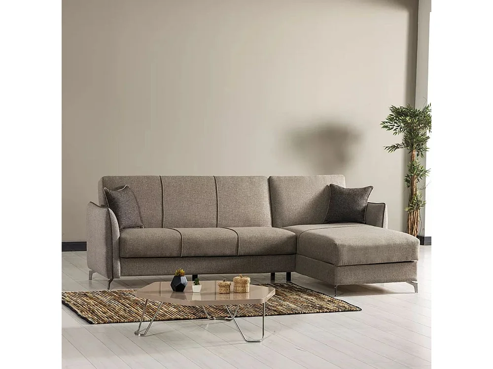 Divano con penisola reversibile Fellis colore grigio chiaro