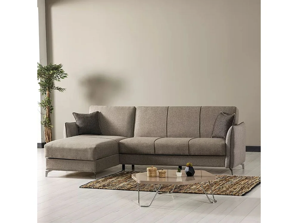 Divano con penisola reversibile Fellis colore grigio chiaro