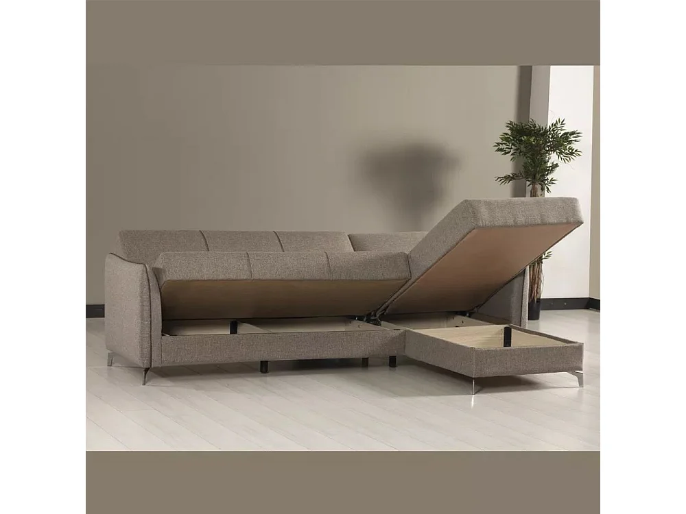 Divano con penisola reversibile Fellis colore grigio chiaro