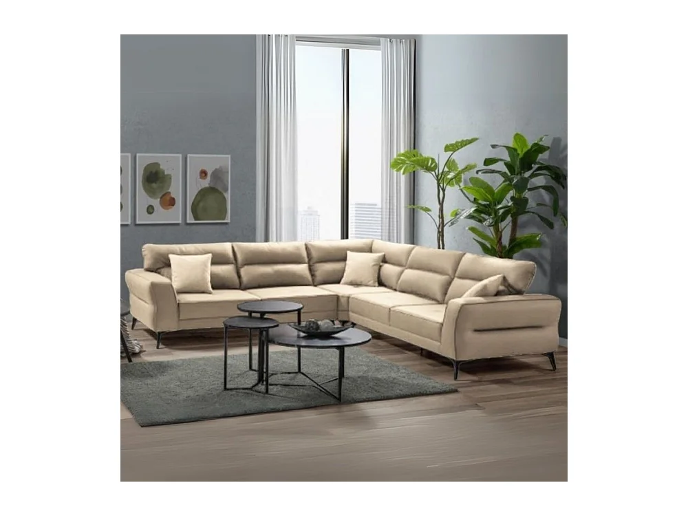Divano angolare Sigmar tessuto beige Prada2 con seduta traslante 300x250x100H