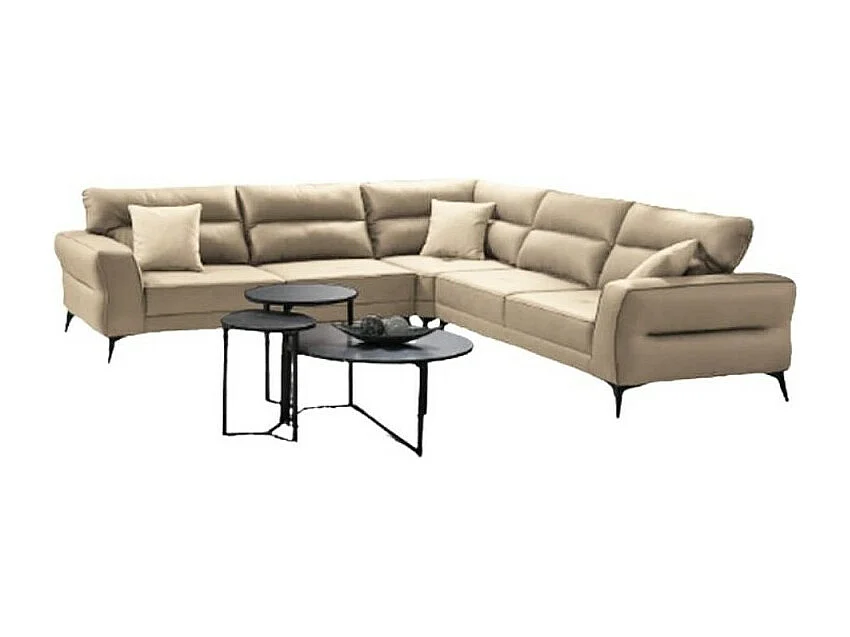 Divano angolare Sigmar tessuto beige Prada2 con seduta traslante 300x250x100H