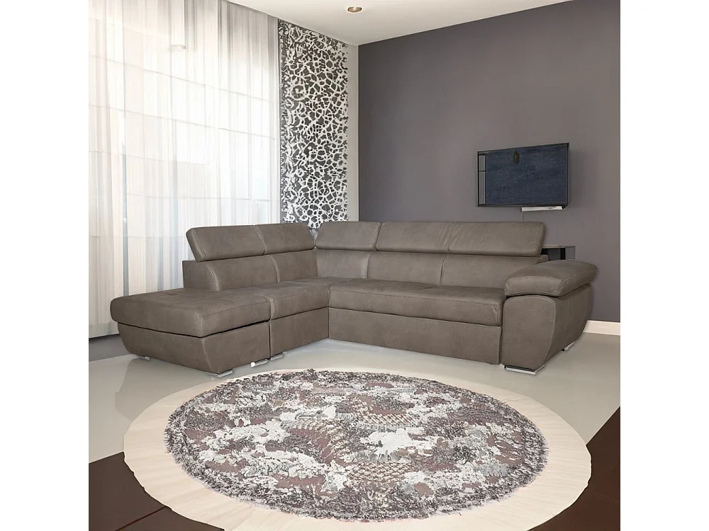 Divano angolare Fiona con penisola sinistra tessuto grigio elephant 260x200x76H