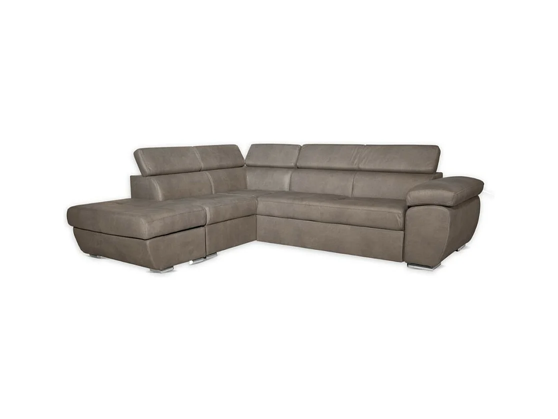 Divano angolare Fiona con penisola sinistra tessuto grigio elephant 260x200x76H